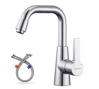 BONADE Robinet Salle Bain, Mitigeur Lavabo Rotatif à 360°, Robinet Lavabo en Laiton Chromé, Robinet Salle de Bain à Eau Chaude et Froide Robinet Lavabo Salle de Bain Pour Salle de Bain et Cuisine