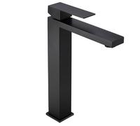 BONADE Robinet Salle Bain Noir Haut, Mitigeur Lavabo Noir, Bec Haut 24cm Mitigeur Salle de Bain pour Lavabo à Poser, 304 Inox Robinet Lavabo Salle de Bain Noir, Robinet Salle de Bain Noir