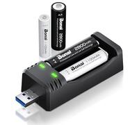 BONAI 2 Slots Chargeur de Piles avec 2 AA et 2 AAA NiMH Rechargeables | 4 slots indépendants, AA 2800mAh, AAA 1100mAh, 1.2V, 1200 cycles, intelligent LED, faible autodécharge