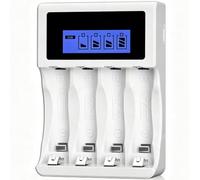 BONAI 4 Slots Chargeur Piles Rechargeable pour AA/AAA NiMH Batterie | 4 slots indépendants, ecran LCD, protection puce, parfait pour AA AAA NiMH rechargeables