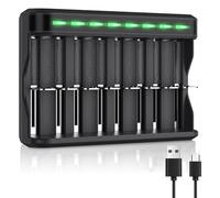 BONAI 8 Emplacements Rapide LED Chargeur de Piles Universel,Chargeur Piles pour AA/AAA/C/D NI-MH NI-CD Piles Rechargeables avec Port USB