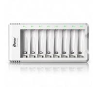 BONAI 8 Slots Chargeur Piles Rechargeable pour AA/AAA NiMH Batterie | 8 slots indépendants, USB, intelligent LED, puce de protection, parfait pour AA AAA NiMH rechargeables