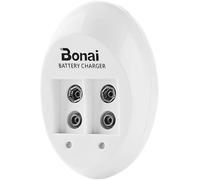 BONAI 9V Rechargeable Battery Charger with LED Indicator, 2 Independent Slots, for Piles Lithium et Ni-MH 9V, Technologie de Charge indépendante, Fast Charger with Protection