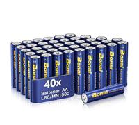 BONAI Alkaline Power, Piles AA (Lot de 40) - Piles Alcalines 1,5 V LR06 Puissantes, idéales pour réveil, Thermomètre, Lampes Décoratives et Autres Appareils à Forte Consommation d'énergie
