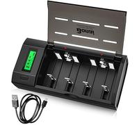 BONAI Chargeur de Batterie LCD Universel Chargeur de Batterie Rapide pour Piles AA/AAA/SC/C/D/9 V NI-Mh avec Piles Rechargeables Fonction de décharge (Ports Micro et Type C)