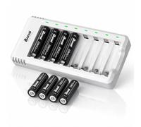 BONAI Chargeur de Piles avec 8 Piles Rechargeables AA 2800mAh NiMH | 8 slots indépendants, AA 2800mAh, 1.2V, 1200 cycles, intelligent LED, faible autodécharge