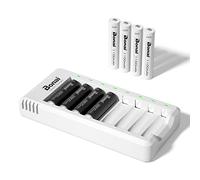 BONAI Chargeur Piles Rechargeable, avec 4 Piles AA 2800mah et 4 Piles AAA 1100mah à Haute Capacité Ni-Mh Batterie Rechargeable, Faible AutodéCharge - Charge Rapide, Protection de Charge Intelligente