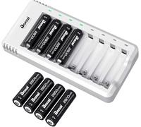 BONAI Chargeur Piles Rechargeable, avec 8 Piles AA 2800mah à Haute Capacité Ni-Mh Batterie Rechargeable, Faible AutodéCharge - Charge Rapide, Protection de Charge Intelligente