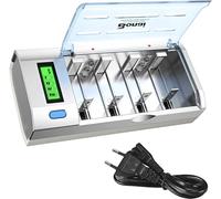 BONAI Chargeur Piles Rechargeable Universel pour AA/AAA/C/D NiMH et 9V Lithium, LCD, Fonction Décharge, Charge Rapide