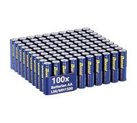 BONAI Longlife Lot de 100 piles alcalines AA 1,5 V LR06 puissantes, idéales pour réveil, thermomètre, lampes décoratives et autres appareils à forte consommation d'énergie