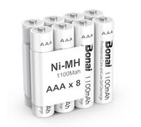 BONAI Piles AAA Rechargeables 1100mAh 1,2V Ni-MH Accu, Haute Capacité Réelle Batteries Rechargeables, 1200 Cycles Pile AAA, Faible Auto-décharge, Pré-Chargées Lot de 8