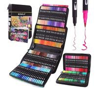 Bonala 132 stylos à colorier stylos pinceaux à double pointe pinceaux marqueurs d'art pour calligraphie coloriage adulte, croquis, peinture - cadeau pour enfants et adultes…