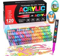 Bonala Feutre Acrylique 120 Couleurs, Marqueur Acrylique Pointe Pinceau Permanent pour Pierre, Galets, Bois, Verre, Céramique, Tissu, Plastique & Métal, Acrylic Paint Markers pour Coloriage Adulte