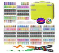 Bonala Feutre Acrylique 408 Couleurs, Marqueur Acrylique Pointe Pinceau Permanent pour Pierre, Galets, Bois, Verre, Céramique, Tissu, Plastique & Métal, Acrylic Paint Markers pour Coloriage Adulte