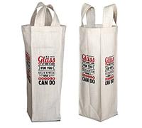 Bonamaison 50% Coton - 50% Polyester Imprimée Numériquement Vin Fourre-Tout Sacs, Sacs à Vin, Pochette Bouteille, Protecteur de Bouteille, Sac de Bouteille, Taille: 31 x 9 Cm