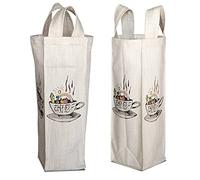 Bonamaison 50% Coton - 50% Polyester Imprimée Numériquement Vin Fourre-Tout Sacs, Sacs à Vin, Pochette Bouteille, Protecteur de Bouteille, Sac de Bouteille, Taille: 31 x 9 Cm