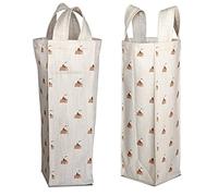 Bonamaison 50% Coton - 50% Polyester Imprimée Numériquement Vin Fourre-Tout Sacs, Sacs à Vin, Pochette Bouteille, Protecteur de Bouteille, Sac de Bouteille, Taille: 31 x 9 Cm
