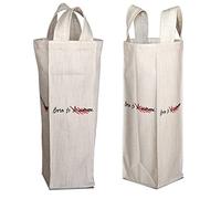 Bonamaison 50% Coton - 50% Polyester Imprimée Numériquement Vin Fourre-Tout Sacs, Sacs à Vin, Pochette Bouteille, Protecteur de Bouteille, Sac de Bouteille, Taille: 31 x 9 Cm