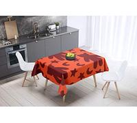 Bonamaison, Anti-moisissure, Séchage Rapide, Résistant aux Taches, Lavable en Machine, 100% Polyester Nappe de Table, Bordeaux Orange, 140 x 140 Cm - Conçu et Fabriqué en Turquie