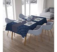 Bonamaison, Anti-moisissure, Séchage Rapide, Résistant aux Taches, Lavable en Machine, 100% Polyester Nappe de Table, Bleu, 140 x 200 Cm - Conçu et Fabriqué en Turquie