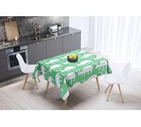 Bonamaison, Anti-moisissure, Séchage Rapide, Résistant aux Taches, Lavable en Machine, 100% Polyester Nappe de Table, Vert pétrole, Blanc, 140 x 140 Cm - Conçu et Fabriqué en Turquie