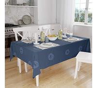 Bonamaison, Anti-moisissure, Séchage Rapide, Résistant aux Taches, Lavable en Machine, 100% Polyester Nappe de Table, Bleu, 140 x 160 Cm - Conçu et Fabriqué en Turquie