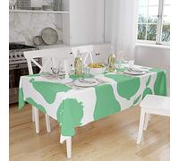 Bonamaison, Anti-moisissure, Séchage Rapide, Résistant aux Taches, Lavable en Machine, 100% Polyester Nappe de Table, Vert pétrole, Blanc, 140 x 160 Cm - Conçu et Fabriqué en Turquie