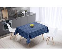 Bonamaison, Anti-moisissure, Séchage Rapide, Résistant aux Taches, Lavable en Machine, 100% Polyester Nappe de Table, Bleu, 140 x 140 Cm - Conçu et Fabriqué en Turquie