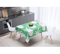 Bonamaison, Anti-moisissure, Séchage Rapide, Résistant aux Taches, Lavable en Machine, 100% Polyester Nappe de Table, Vert pétrole, Blanc, 140 x 140 Cm - Conçu et Fabriqué en Turquie
