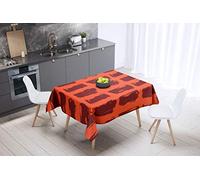 Bonamaison, Anti-moisissure, Séchage Rapide, Résistant aux Taches, Lavable en Machine, 100% Polyester Nappe de Table, Bordeaux Orange, 140 x 140 Cm - Conçu et Fabriqué en Turquie