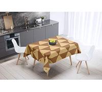 Bonamaison, Anti-moisissure, Séchage Rapide, Résistant aux Taches, Lavable en Machine, 100% Polyester Nappe de Table, Tons Bruns, 140 x 140 Cm - Conçu et Fabriqué en Turquie