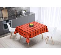 Bonamaison, Anti-moisissure, Séchage Rapide, Résistant aux Taches, Lavable en Machine, 100% Polyester Nappe de Table, Bordeaux Orange, 140 x 140 Cm - Conçu et Fabriqué en Turquie