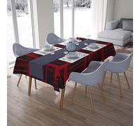 Bonamaison, Anti-moisissure, Séchage Rapide, Résistant aux Taches, Lavable en Machine, 100% Polyester Nappe de Table, Rouge Noir, 140 x 200 Cm - Conçu et Fabriqué en Turquie