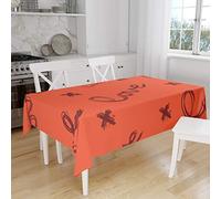 Bonamaison, Anti-moisissure, Séchage Rapide, Résistant aux Taches, Lavable en Machine, 100% Polyester Nappe de Table, Bordeaux Orange, 140 x 160 Cm - Conçu et Fabriqué en Turquie