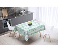 Bonamaison, Anti-moisissure, Séchage Rapide, Résistant aux Taches, Lavable en Machine, 100% Polyester Nappe de Table, Vert pétrole, Blanc, 140 x 140 Cm - Conçu et Fabriqué en Turquie