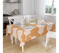 Bonamaison, Anti-moisissure, Séchage Rapide, Résistant aux Taches, Lavable en Machine, 100% Polyester Nappe de Table, Orange, Blanc cassé, 140 x 160 Cm - Conçu et Fabriqué en Turquie