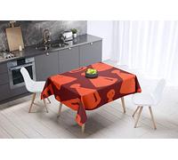 Bonamaison, Anti-moisissure, Séchage Rapide, Résistant aux Taches, Lavable en Machine, 100% Polyester Nappe de Table, Bordeaux Orange, 140 x 140 Cm - Conçu et Fabriqué en Turquie