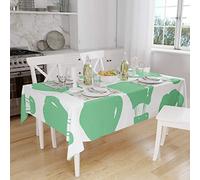 Bonamaison, Anti-moisissure, Séchage Rapide, Résistant aux Taches, Lavable en Machine, 100% Polyester Nappe de Table, Vert pétrole, Blanc, 140 x 160 Cm - Conçu et Fabriqué en Turquie