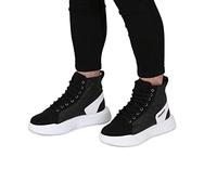 Bonamaison Bottes pour Hommes, Noir-Blanc, Lacer, Base Poly, Taille: 3-4 Cm, Similicuir, Imperméable et Essuyable, Pointure: 44