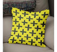BonaMaison Housse de Coussin Motif, Jaune Fluo et fumée Taie d'oreiller pour Lit Voiture Canapé Maison Salon Chambre, Décoration D'intérieur, 50x50cm - Conçu et Fabriqué en Turquie