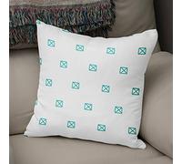 BonaMaison Housse de Coussin Motif, Turquoise et Blanc Taie d'oreiller pour Lit Voiture Canapé Maison Salon Chambre, Décoration D'intérieur, 50x50cm - Conçu et Fabriqué en Turquie