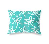 BonaMaison Turquoise-Blanc Housse de Coussin Motif, Taie d'oreiller pour Lit Voiture Canapé Maison Salon Chambre, Décoration D'intérieur, 35x50 Cm - Conçu et Fabriqué en Turquie