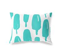 BonaMaison Turquoise-Blanc Housse de Coussin Motif, Taie d'oreiller pour Lit Voiture Canapé Maison Salon Chambre, Décoration D'intérieur, 45x60 Cm - Conçu et Fabriqué en Turquie