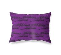 BonaMaison Violet-Noir Housse de Coussin Motif, Taie d'oreiller pour Lit Voiture Canapé Maison Salon Chambre, Décoration D'intérieur, 45x60 Cm - Conçu et Fabriqué en Turquie