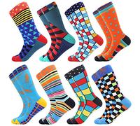 Bonangel Homme Nouveauté Chaussettes Classique Fantaisie Rigolotes Homme Coton Peigné, Imprimées Mot multicolor (8 Paires-Lizard) taille US 8-12 / EU 39-46