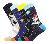 BONANGEL Lot de chaussettes amusantes colorées pour homme (4pairs-Rocket)