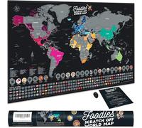 Bonanzana - Carte du Monde à Gratter XXL 70x42 cm - 25 Plats & 197 Drapeaux - Poster à Gratter les Pays Visités - Lieux & Gratteur - Carte Cadeau Murale Voyages