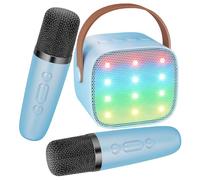 BONAOK Microphone Karaoké 2, Machines à karaoké Bluetooth pour Enfants et Adultes, Lecteur de Karaoké Portable à Charger, Jouet électronique pour Enfants (Bleu)