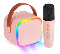 BONAOK Microphone - Machine de karaoké Bluetooth pour enfants et adultes - Lecteur de karaoké portable - Microphone à recharger - Jouet électronique pour enfants - Rose