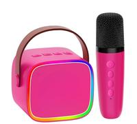 BONAOK Microphone Machine de karaoké, Machines de karaoké Bluetooth pour enfants et adultes, lecteur de karaoké portable Microphone de charge, jouets électroniques pour enfants (rose)
